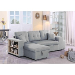 VYNXARIA Upholstered Reversible Sectional sofa with pull out loveseat£¬Light Gray - 1 of 4
