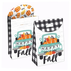 Big Dot of Happiness Happy Fall Truck - Harvest Pumpkin Gift Favor Bags - Party Goodie Boxes - Set of 12 - 1 of 4