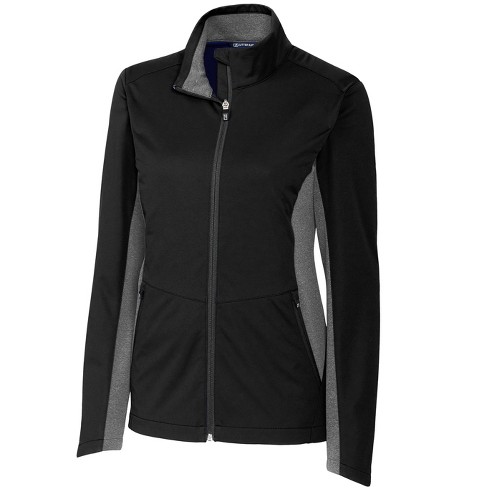 Cutter & Buck Women's Stealth Hybrid Quilted Full Zip Windbreaker Jacket, Black / L