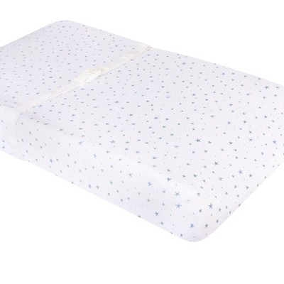 Ely's & Co. Baby Changing Pad Cover Cradle Sheet 100 Combed Jersey Cotton Dusty Blue Star 2
