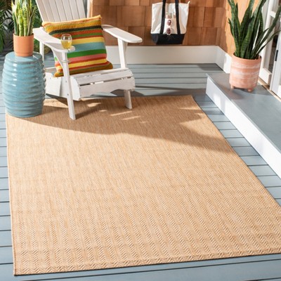 Chevron Stripes Natural Cream 4' x 5'7" Synthetic Area Rug
