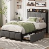 Linen Upholstered Platform Bed Frame with Storage Headboard and 2 Drawers,Built-In Charging Station, Heavy Duty, No Box Spring Required, Easy Assembly - 4 of 4