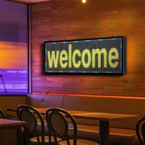 VEVOR Programmable Sign, P10 Full Color Flexible Digital Scrolling Panel, DIY Custom Text Pattern GIF Display Board, Bluetooth APP Control, Black - 1 of 4