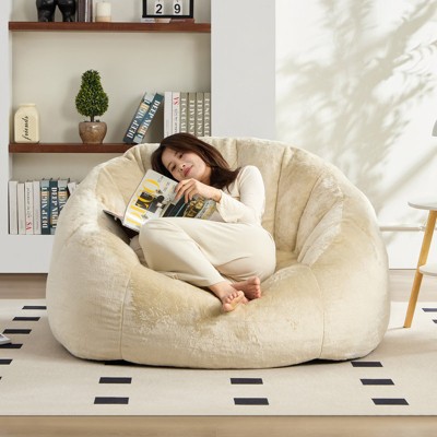 Mjkone Faux Fur Giant Bean Bag Chair