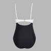 Women's Twist Keyhole Black and White One Piece Swimsuit - Cupshe - Cupshe - 2 of 4