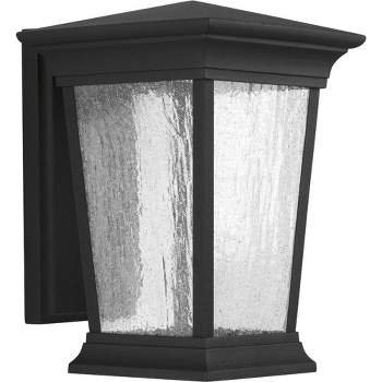 Progress Lighting Arrive 1-Light Black LED Outdoor Wall Lantern with Textured Glass Shade