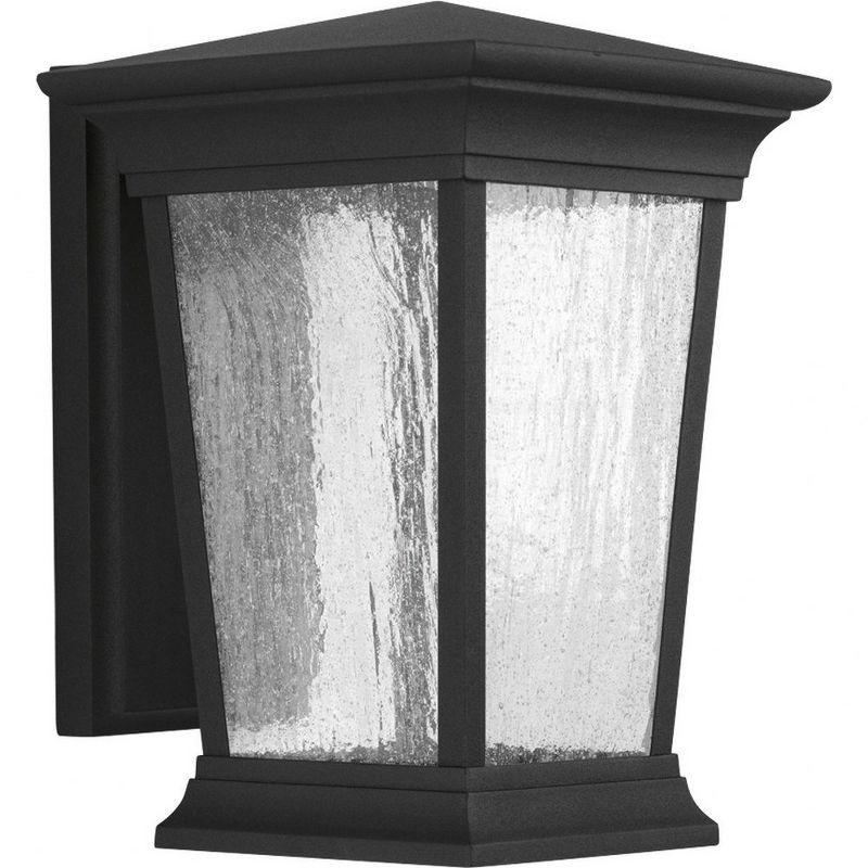 Progress Lighting Arrive 1-Light Black LED Outdoor Wall Lantern with Textured Glass Shade, 1 of 4