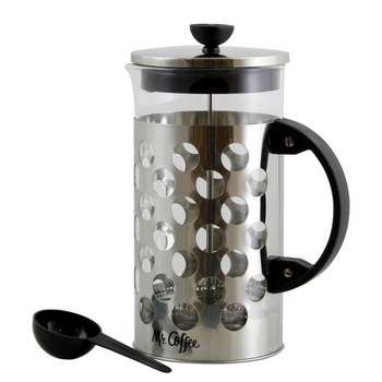 Mr. Coffee 30oz Glass and Stainless Steel French Coffee Press in Red 
