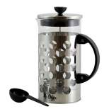 Mr. Coffee Polka Dot Brew 32 oz Silver Glass Coffee Press with Scoop