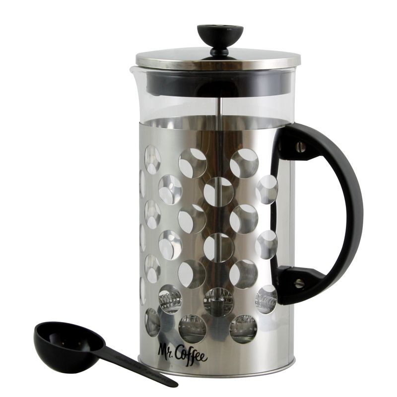 Mr. Coffee Polka Dot Brew 32 oz Silver Glass Coffee Press with Scoop, 1 of 6