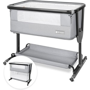 MYKKO 4 in 1 Baby Bassinet, Bedside Bassinet for Baby, Adjustable Bedside Sleeper with Soft Mattress & Storage Basket, Easy to Assemble, Black - 1 of 4