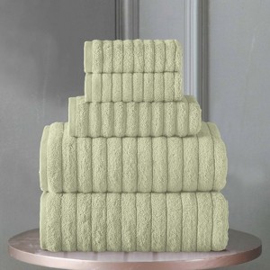 BAGOKIE 100% Turkish Cotton Corduroy Ribbed Bath Towels 6-Piece Set - 1 of 4