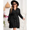 Clearlove Women's Plus Size Dresses Buttons Belted Long Sleeves Casual Midi Dress - 3 of 4