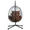 Leisuremod Summit Outdoor Single Person Egg Swing Chair in Grey Steel With Cushions - 3 of 4