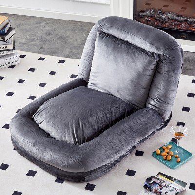63.18" Folding Floor Sofa Chair with 5 Adjustable Positions,Flannelette Lounge Seat for Gaming,Meditation and Relaxation-The Pop Home