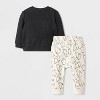 Baby 2pc Halloween Ghost Friends French Terry Sweatshirt & Jogger Pants Set - Cat & Jack™ Black - 2 of 4