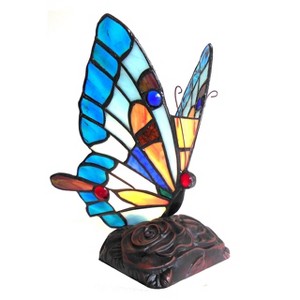 Chloe Lighting Kacy 5 Tiffany-style 1 Light Butterfly Accent Table Lamp 9" Tall - 1 of 2