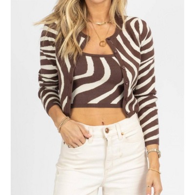 Women's ZEBRA CROP + CARDIGAN SET - Bailey Rose