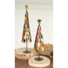 Colorful Recycled Metal Christmas Tree Set of 2, Star-Topped Decor by Kalalou - 3 of 3