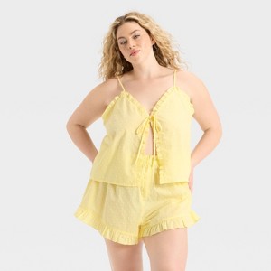 Women's Poplin Polka Dot Tank Top and Shorts Pajama Set - Colsie™ - 1 of 3