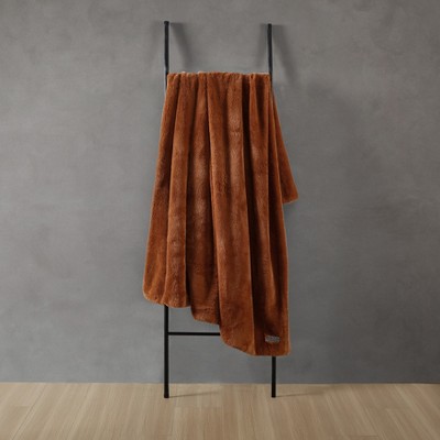 Ginger Orange Faux Fur Reversible Throw Blanket 50" x 60"