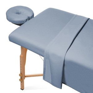 Saloniture 3-Piece Flannel Massage Table Sheet Set - Soft Cotton Flat and Fitted Sheets with Face Cradle Cover - 1 of 4