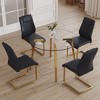 NicBex Dining Table Set for 4 Kitchen Table Round Clear Glass Dining Table Metal Table Legs 4 PU Comfort Dining Chairs - 3 of 4