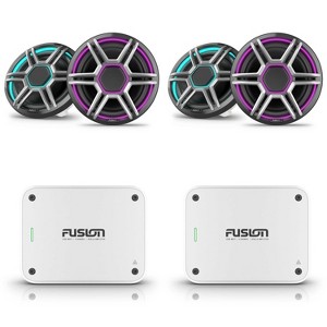 Garmin Fusion 2 Pairs Apollo AP-FL88SPG 8.8" LED Marine Speakers Sport Grills, Gray, Pair with Fusion MS-AP41200 150w per channel RMS @4ohm Apollo ... - 1 of 4