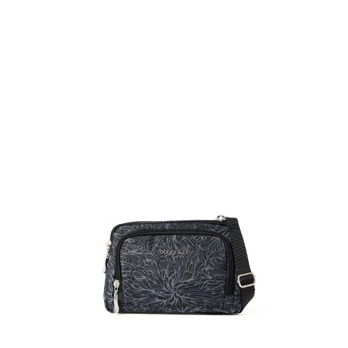 baggallini Triple Zip Small Crossbody Bag with Front Wallet - Midnight  Blossom