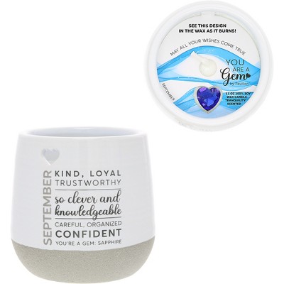 Pavilion Gift Company - September - 11 oz - 100% Soy Wax Reveal Candle with Birthstone Scent: Tranquility - Flame Candles