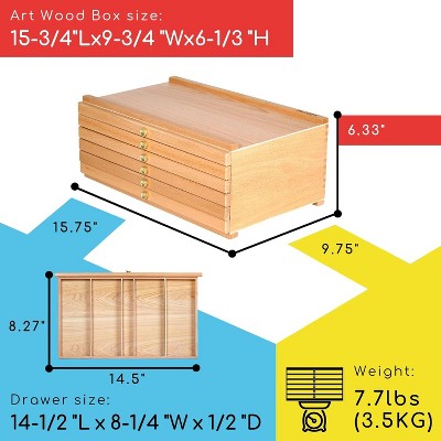 Beech Wood 6-Drawer Artist Tool Storage Box with Compartments