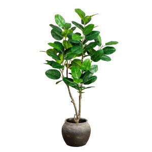 Nearly Natural 4-ft Artificial Audrey Ficus Tree in Rustic Decorative Planter - 1 of 1