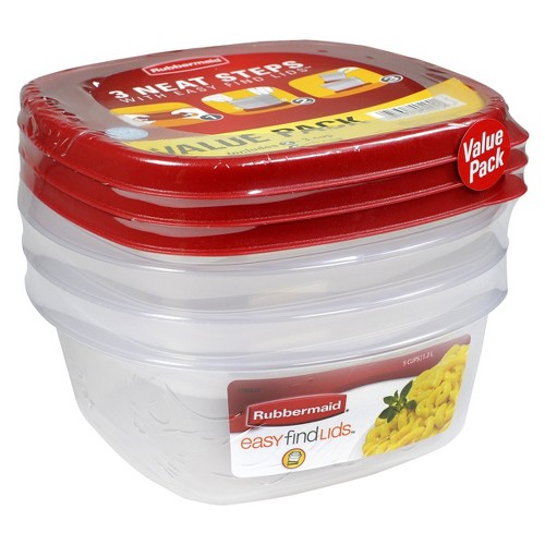 Rubbermaid 6pc 5 Cup Food Storage Container with Easy Find Lid, Clear Red