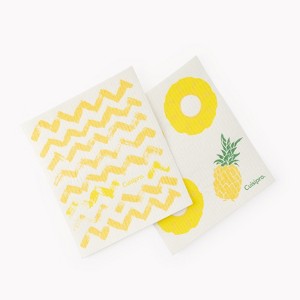 Cuisipro All Purpose Eco-Cloth Sponge Cloth, Yellow Zig Zag/Pineapple, Set of 2 - 1 of 2