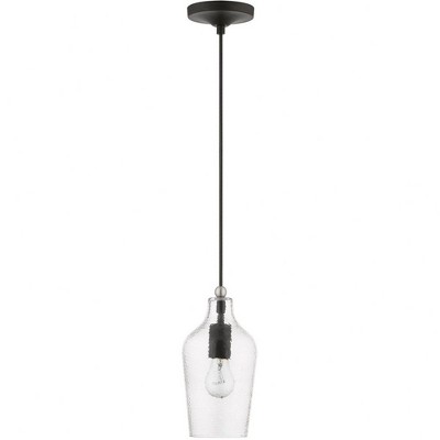 Avery Transitional Mini Pendant in Black and Brushed Nickel with Clear Glass