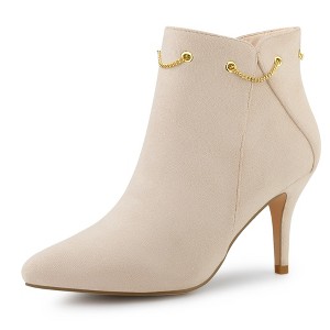 Allegra K Women's Pointed Toe Side Zip Stiletto Heel Ankle Booties - 1 of 4
