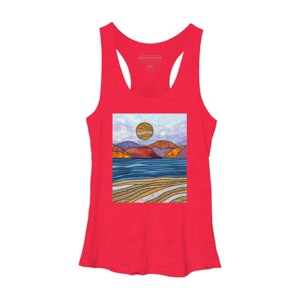 Women's Design By Humans Beach Landscape Stain Glass By Maryedenoa Racerback Tank Top - 1 of 2