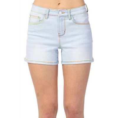 Women's Rainbow Thread Mid Rise Short - Judy Blue