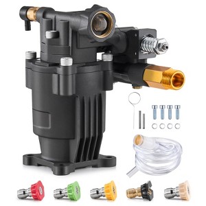 VEVOR Pressure Washer Pump, 3/4" Shaft Horizontal, 3500 PSI, 2.5GPM, Replacement Power Washer Pumps Kit with 5 Nozzles, Black - 1 of 4