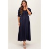 Pinkblush Navy Smocked Ruffle Square Neck Maternity Midi Dress - 2 of 4
