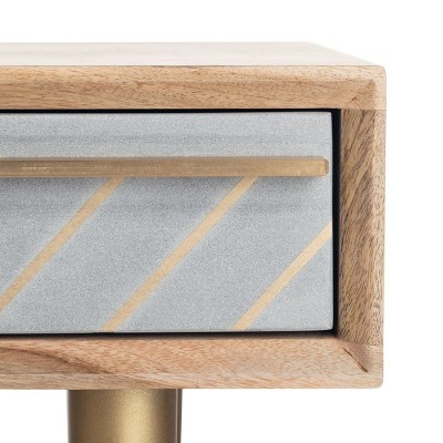 Leni Transitional Home Office Desk with Chevron Brass Inlay