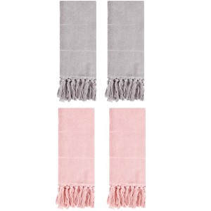 REGALWOVEN Solid Cotton Bathroom Hand Towel with Tassel 4 Pack - 1 of 4