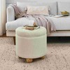 CAVINAS Round Storage Ottoman Bench,Upholstered Ottoman with Solid Wood Oval Legs and Button Design for Living Room,Bedroom - 2 of 4