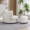 Hrinhom 42"W Upholstered Swivel Accent Chair with Pillows and Half-Moon Storage Ottoman - 2 of 4