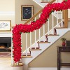 Puleo 6'x12" Pre-Lit Battery-Operated Artificial Red Poinsettia Garland - 2 of 4