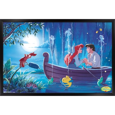 ariel and eric in boat about to kiss