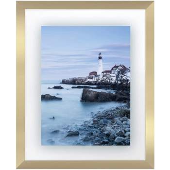 Americanflat 11x14 Floating Frame in Gold with Polished Glass and Hanging Hardware Included - Also Use 8x10 or 5x7 Photos for Floating Effect