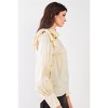 Slickblue Women's Chiffon Tie-Neck Blouse Top, Bishop Sleeve Button Cuff Shirt, Fall Style, Cream, Size S-L - 4 of 4