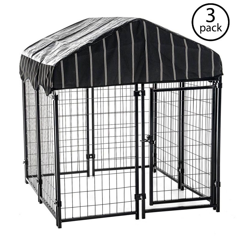 Lucky Dog 4' x 4' x 4.5' Covered Wire Dog Fence Kennel Pet Play Pen (3 Pack), 3 of 7