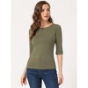 INSPIRE CHIC Women's Classic Solid Elbow Sleeves Round Neck Slim Fit T-Shirts - 2 of 4